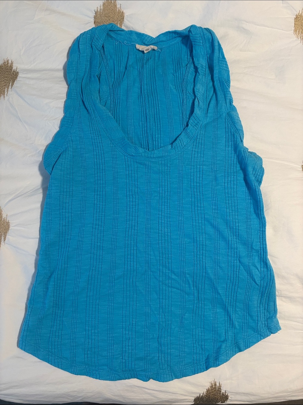 Pilcro Bright Turquoise Scoop Neck Ribbed Tank
